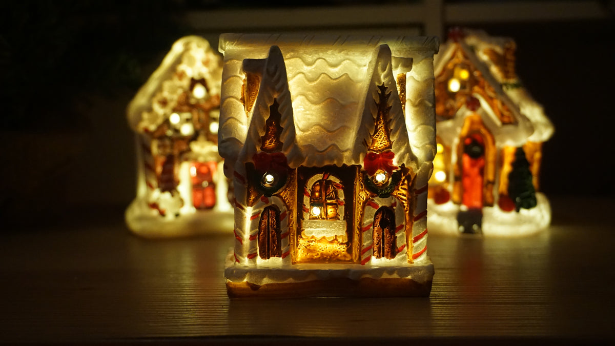 Peperkoekhuisjes met LED verlichting