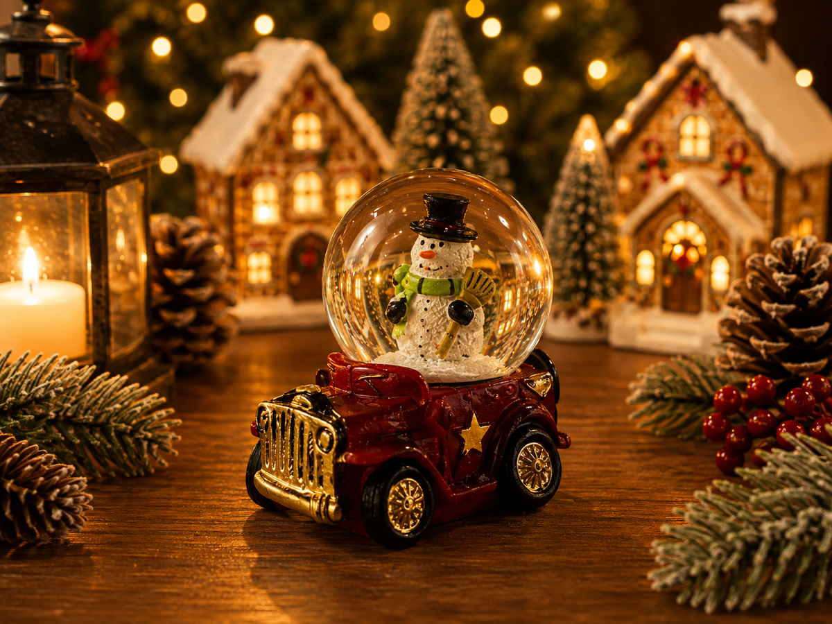 Kerst Sneeuwbol Auto's – Sfeervolle Kerstdecoratie Collectie