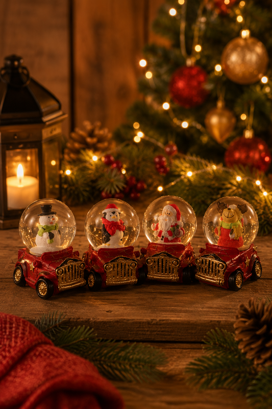 Kerst Sneeuwbol Auto's – Sfeervolle Kerstdecoratie Collectie
